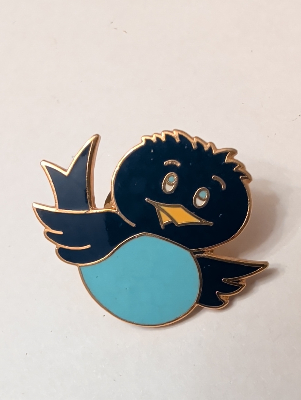 Navy & Light Blue Cartoon Bird Enamel Brooch
